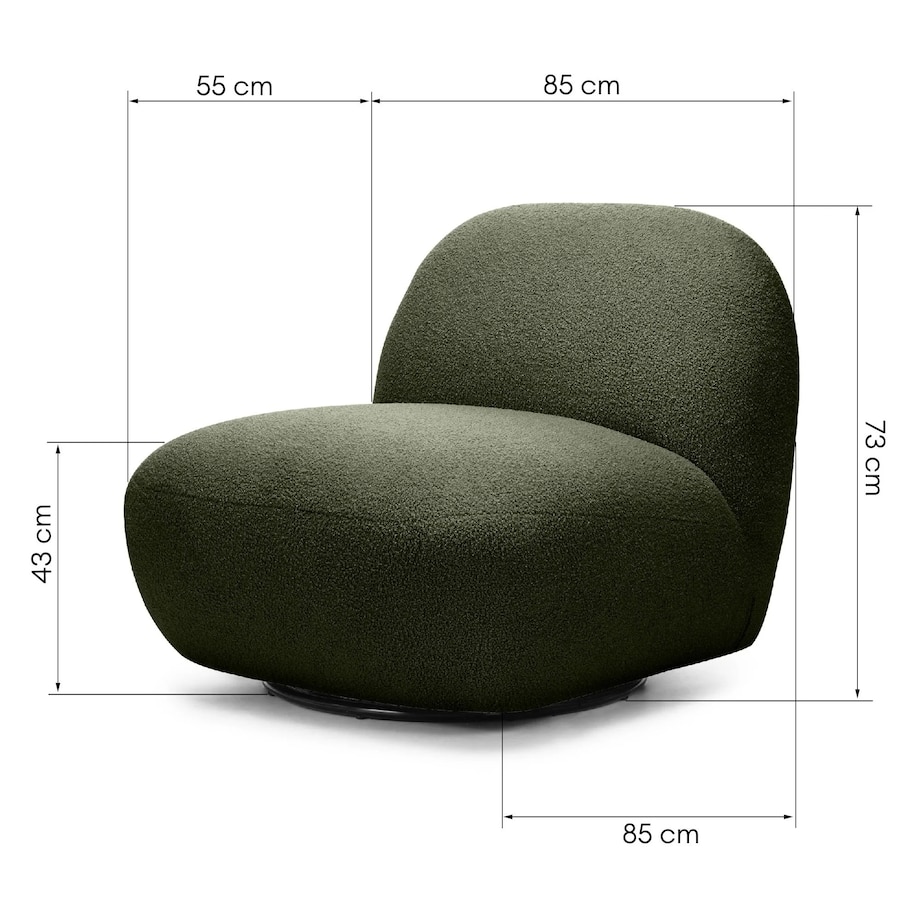Fotel obrotowy 73x85x85 cm TENNO-3 bouclé ciemnozielony