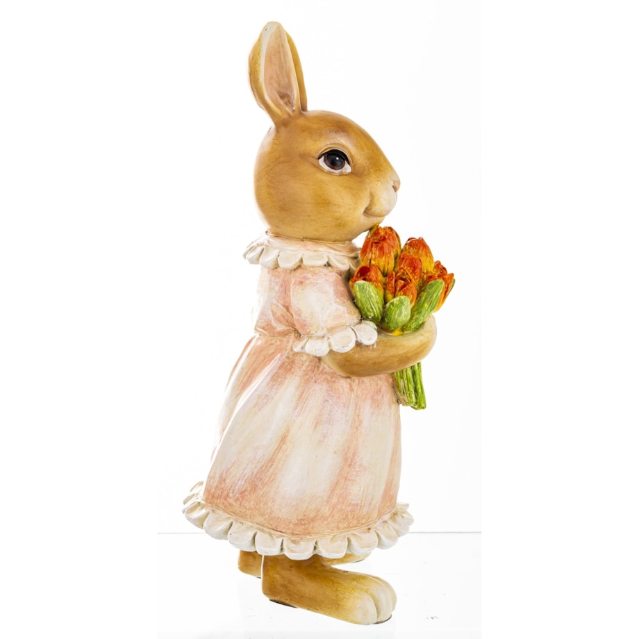 Dekoracja - króliczka z bukietem 19,5x9x9 cm GABI