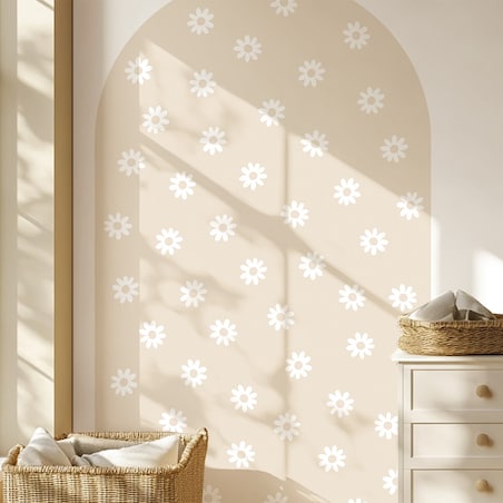 Naklejka na ścianę łuk latte - stokrotki L