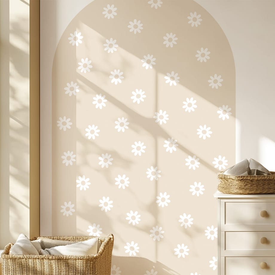 Naklejka na ścianę łuk latte - stokrotki L
