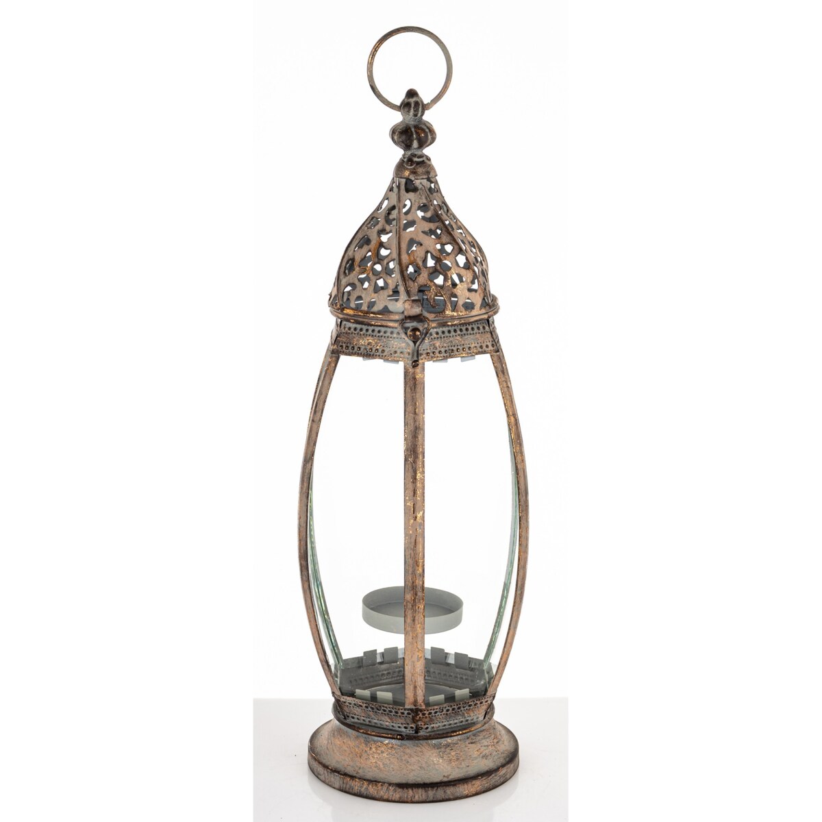 Lampion metalowy ze szkłem 45x14x14 cm OVALENA small