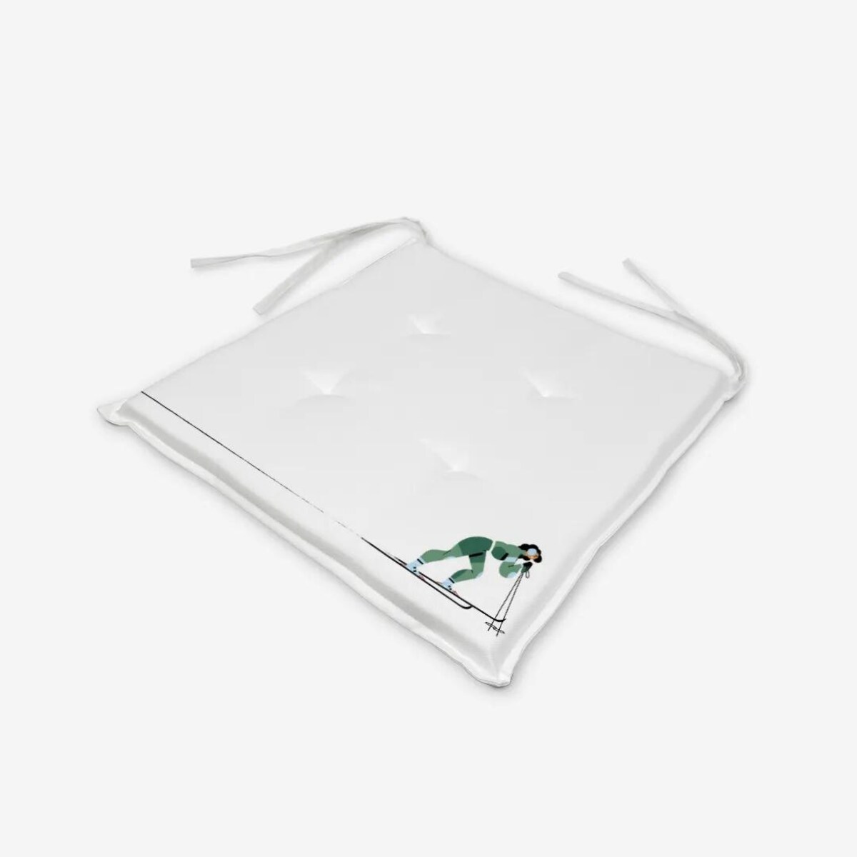 Poduszka świąteczna na krzesło - Zielona narciarka