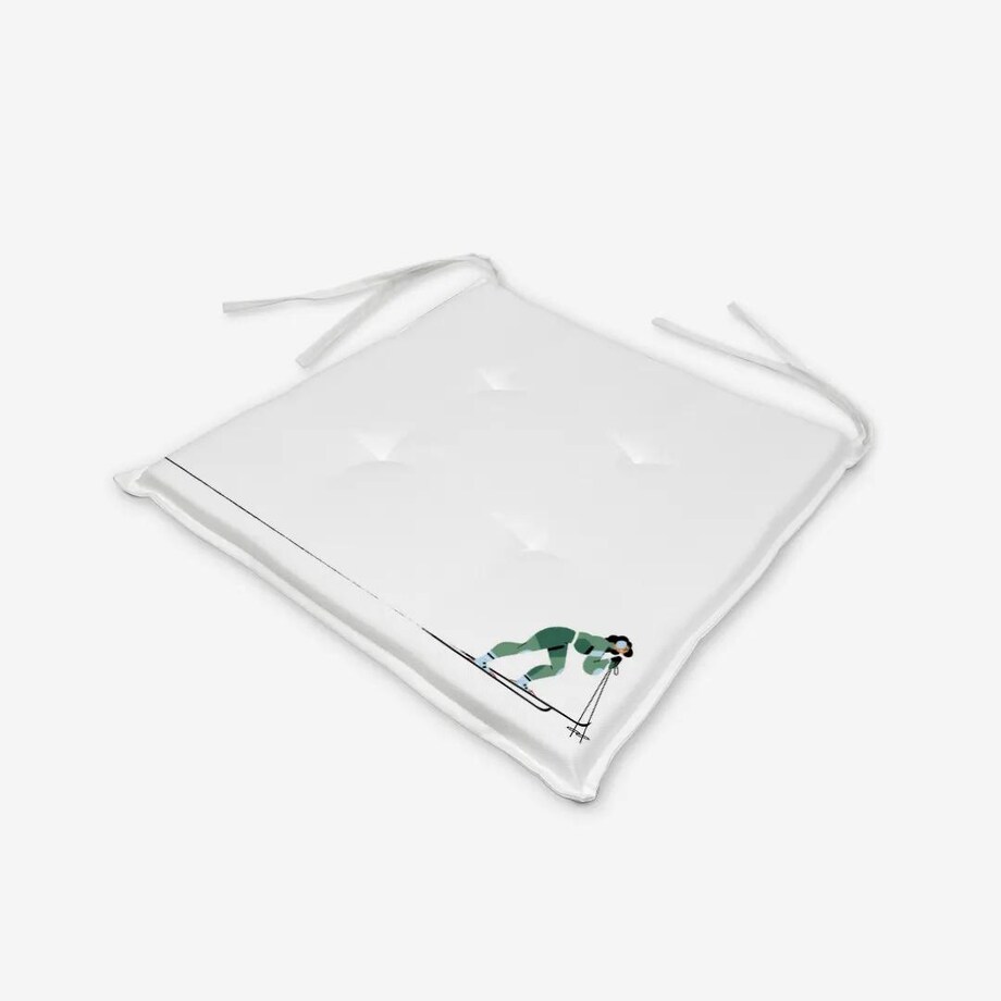 Poduszka świąteczna na krzesło - Zielona narciarka