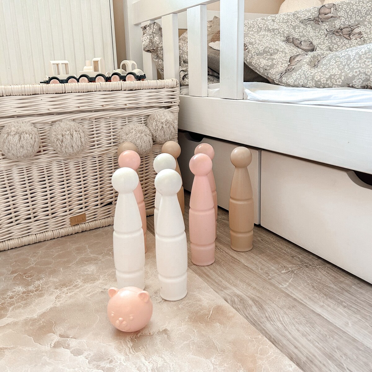 Różana Wata Cukrowa Zestaw do gry w kręgle 11 el.