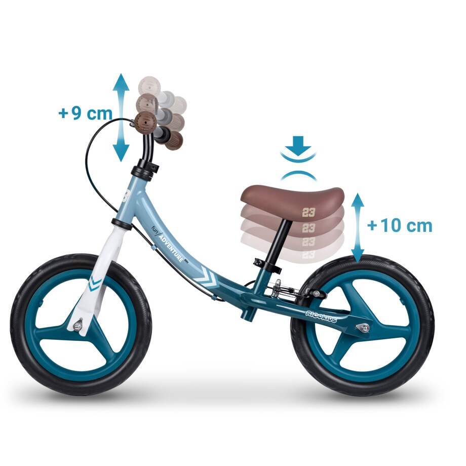 Rowerek biegowy dla dzieci rower dziecięcy lekki Fun Adventure Ricokids niebiesko-biały
