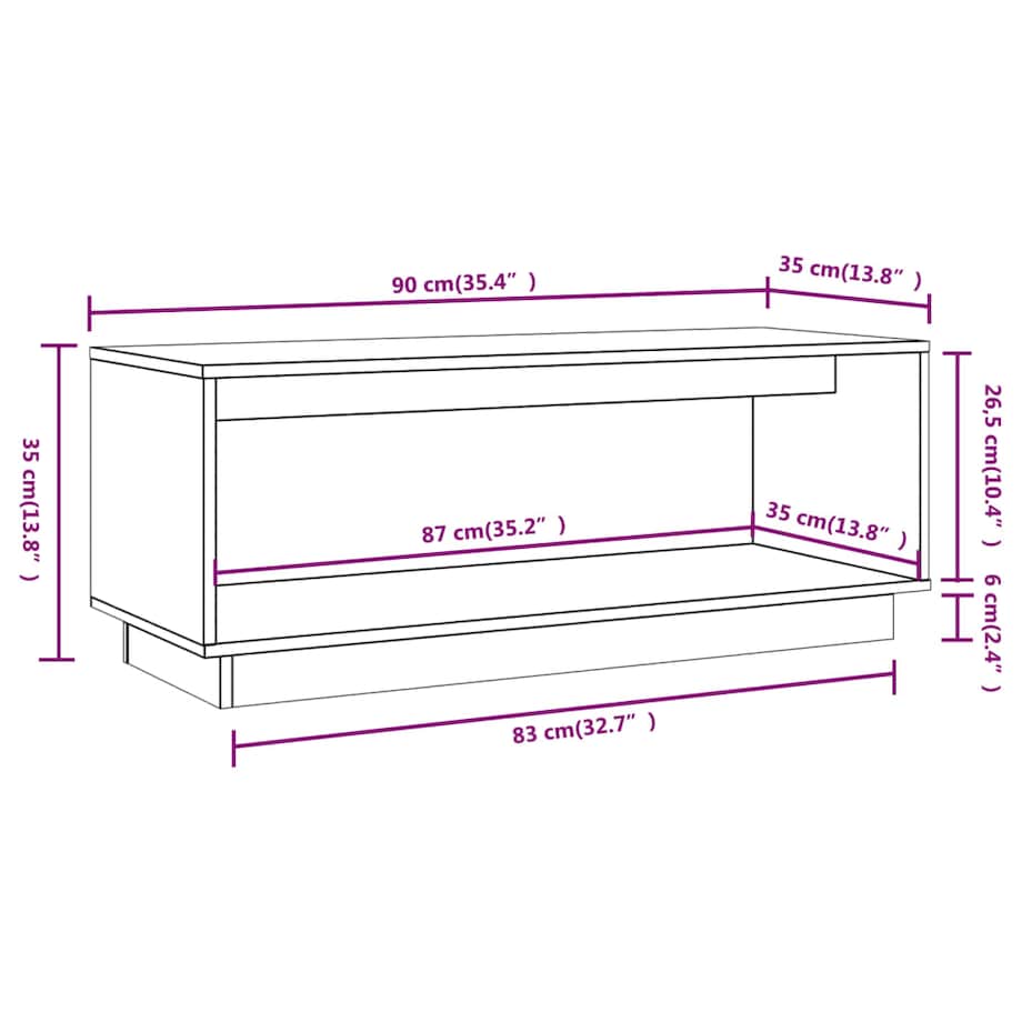 vidaXL Szafka pod telewizor, 90x35x35 cm, lite drewno sosnowe