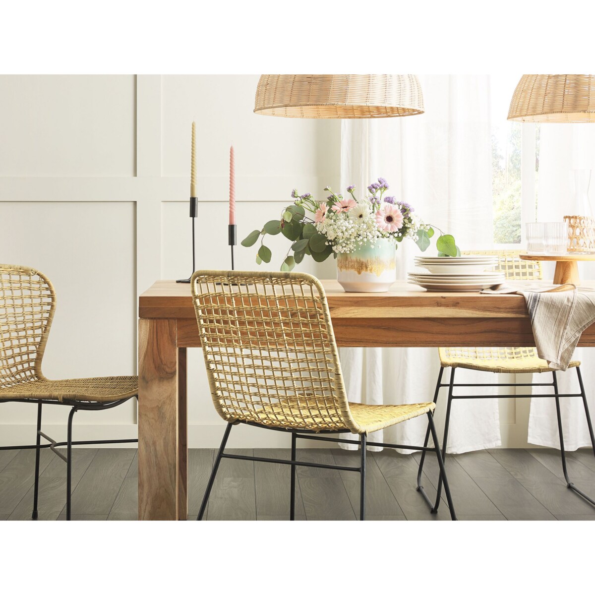 Zestaw 2 krzeseł do jadalni rattanowy naturalny ELFROS