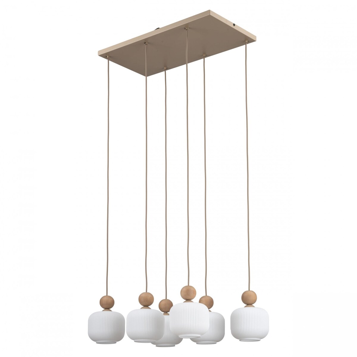 Lampa wisząca BALLO 11052 TK Lighting 6xE14 beżowo-biała szklana do salonu i jadalni regulowana wysokość