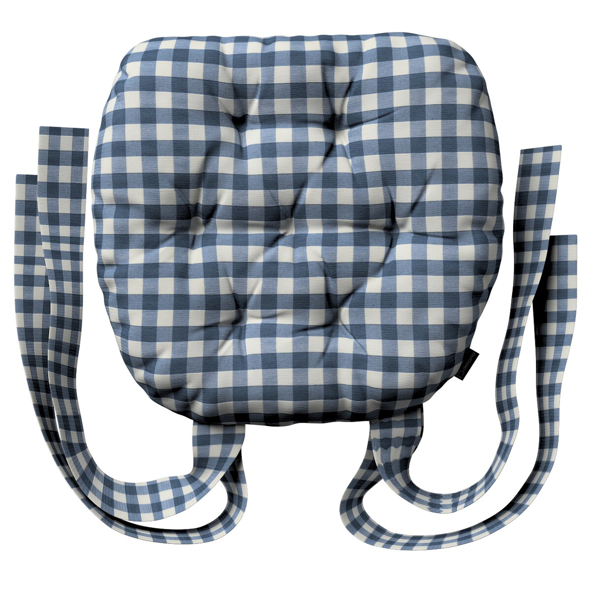 Poduszka na krzesło Marcin, granatowo-biała kratka (1,5x1,5cm), 40 x 37 x 8 cm, Quadro
