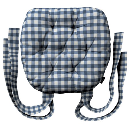 Poduszka na krzesło Marcin, granatowo-biała kratka (1,5x1,5cm), 40 x 37 x 8 cm, Quadro