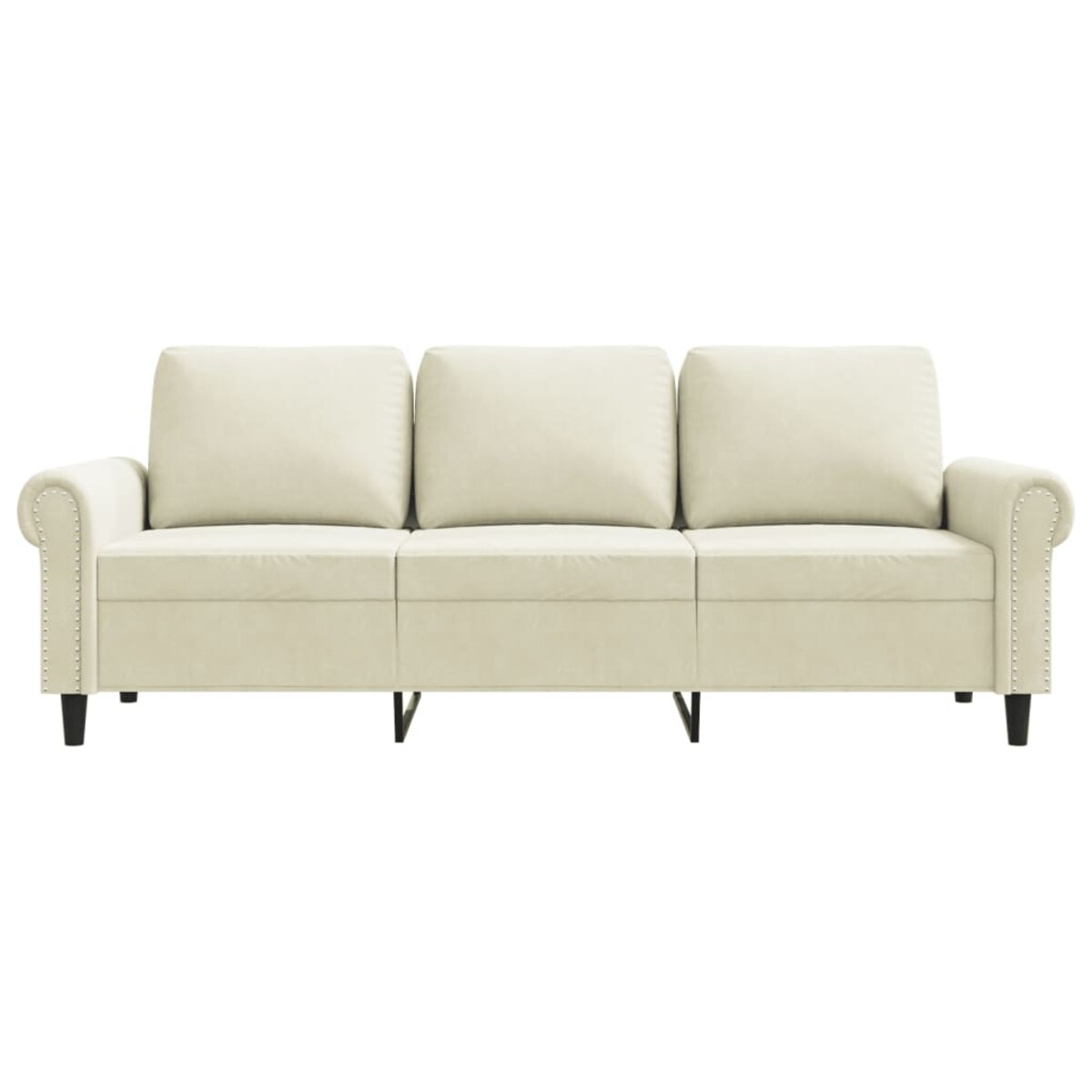 vidaXL Sofa 3-osobowa, kremowy, 180 cm, tapicerowana aksamitem