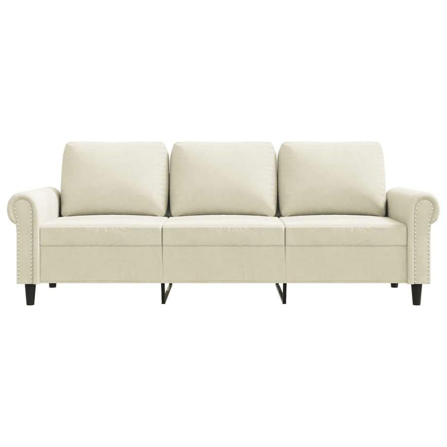 vidaXL Sofa 3-osobowa, kremowy, 180 cm, tapicerowana aksamitem
