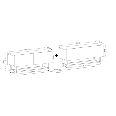 Szafka RTV Komoda Loft Industrialna Kaszmir Mat 240 cm