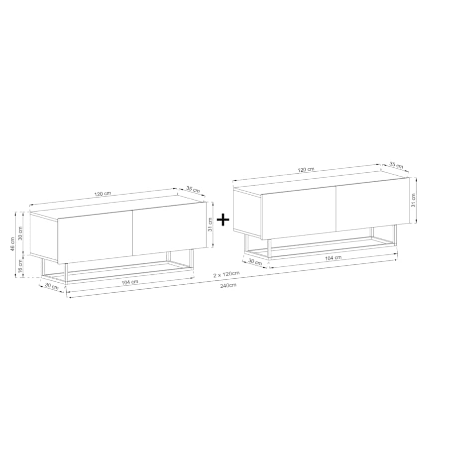 Szafka RTV Komoda Loft Industrialna Kaszmir Mat 240 cm