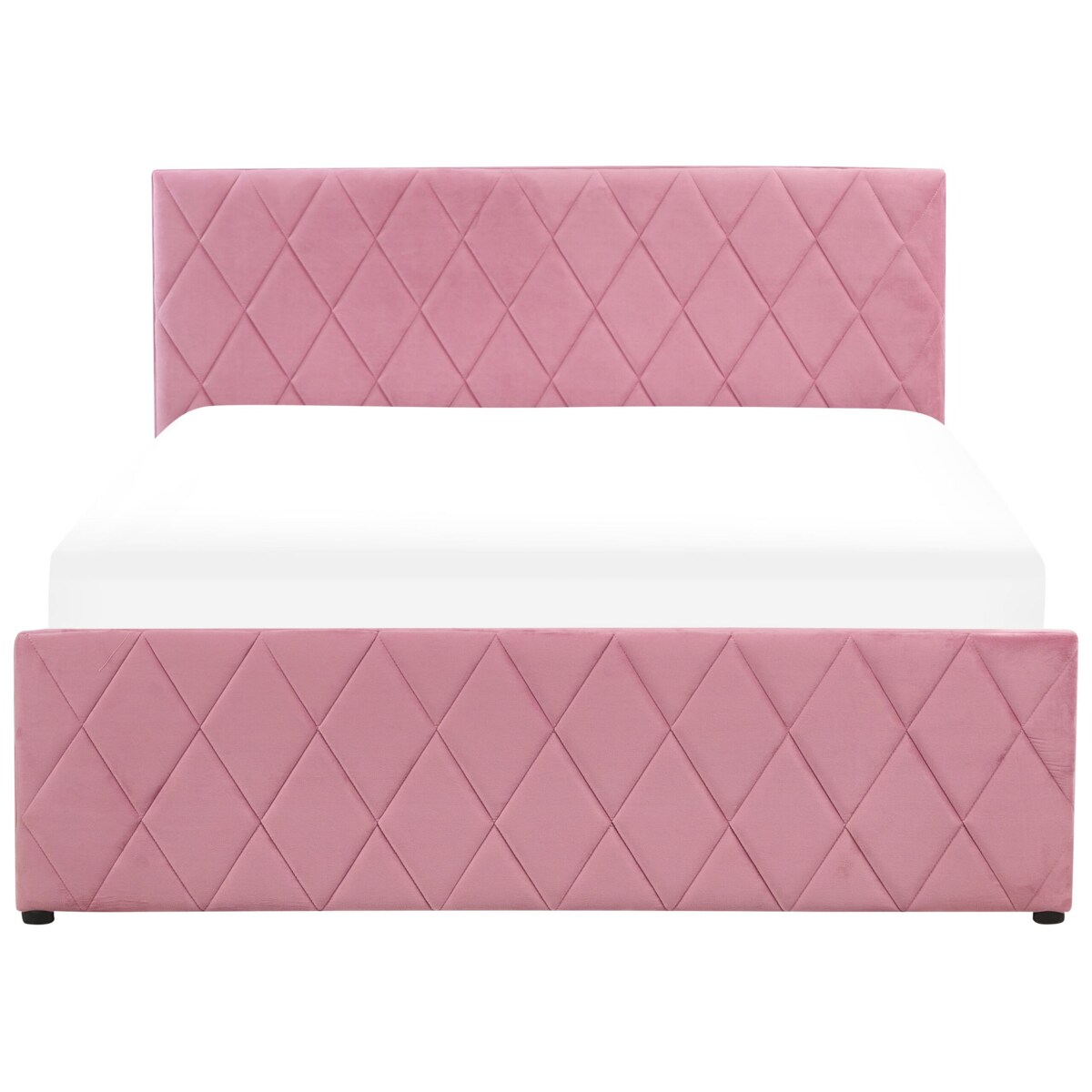 Łóżko z pojemnikiem welurowe 140 x 200 cm różowe ROCHEFORT