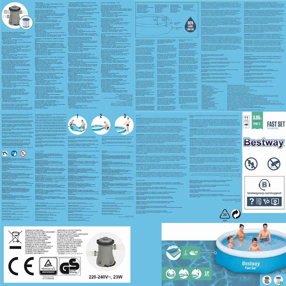 Bestway Basen Fast Set z zestawem akcesoriów, 305 x 76 cm 57270