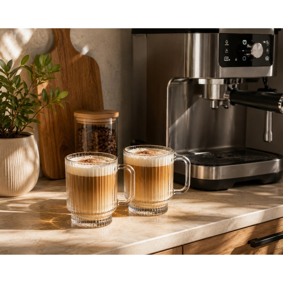 Szklanki Prążkowane 300ml 6szt Kubki do Latte Capuccino herbatę na prezent