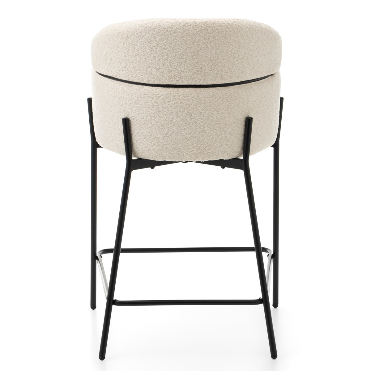 Hoker tapicerowany boucle do salonu BOLZANO jasnobeżowy ecru