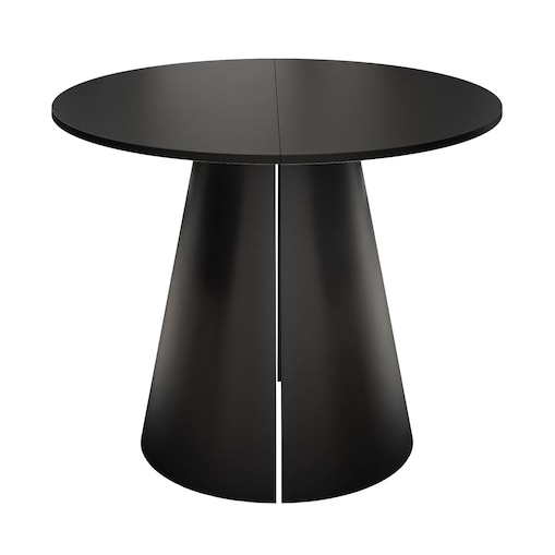 Okrągły stół rozkładany LAVA, średnica 120cm, czarny / czarny mat