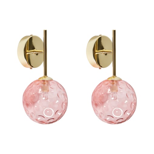 Zestaw 2 szklanych lamp ściennych różowy ANADYR