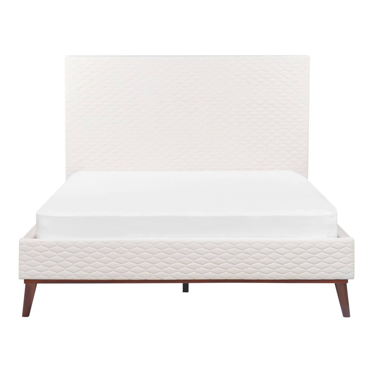 Łóżko welurowe 140 x 200 cm złamana biel BAYONNE