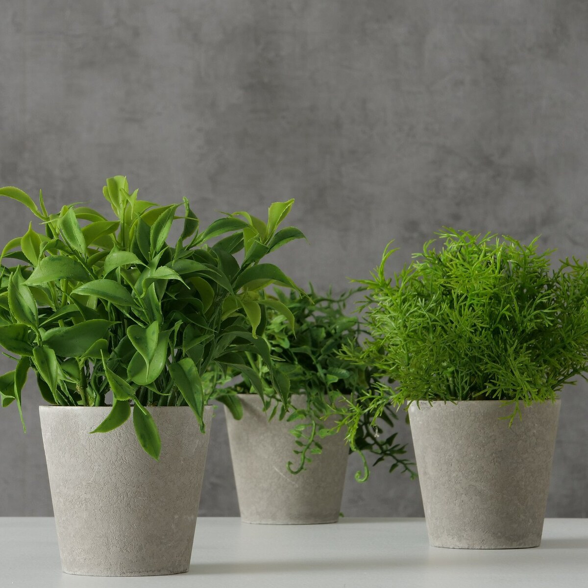 Sztuczna roślina w cementowej doniczce FERN, 17 cm