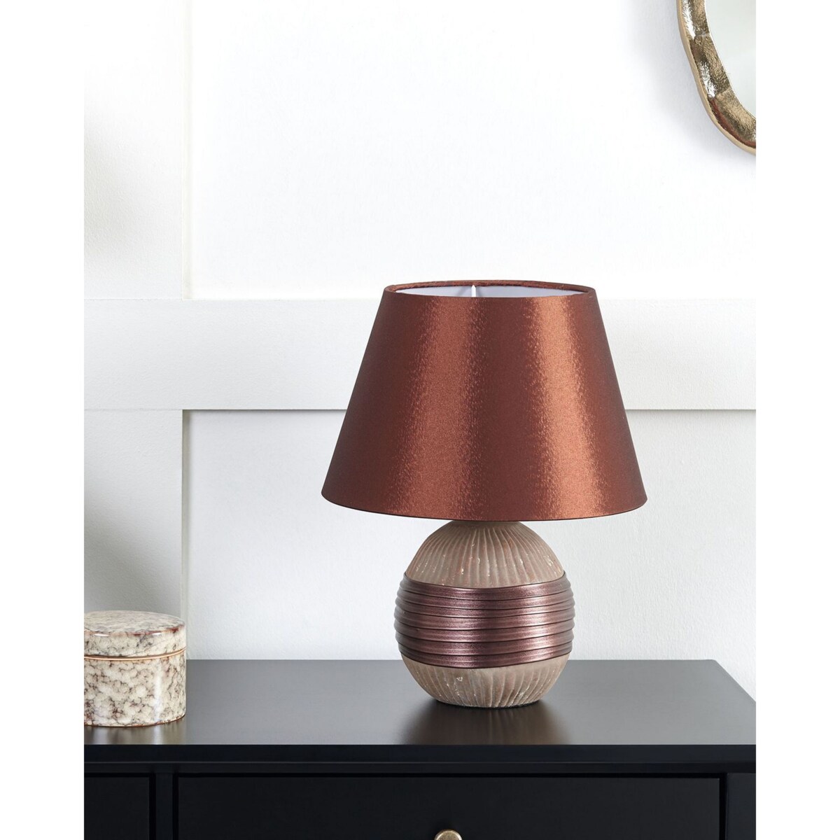 Lampka nocna porcelanowa brązowa SADO