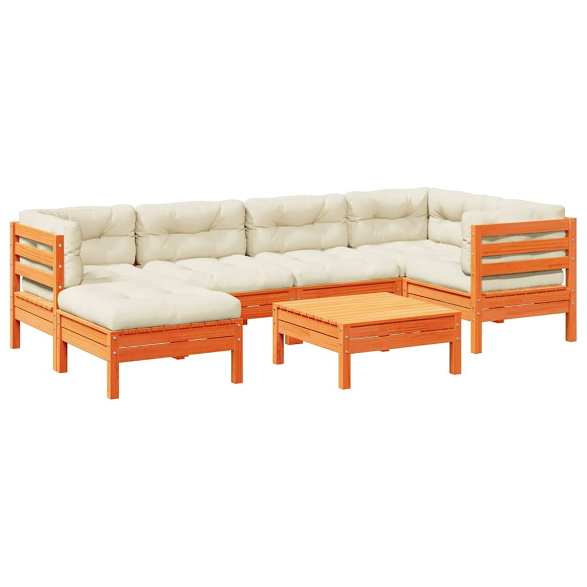 vidaXL 7-cz zestaw wypoczynkowy do ogrodu, z poduszkami, woskowy brąz