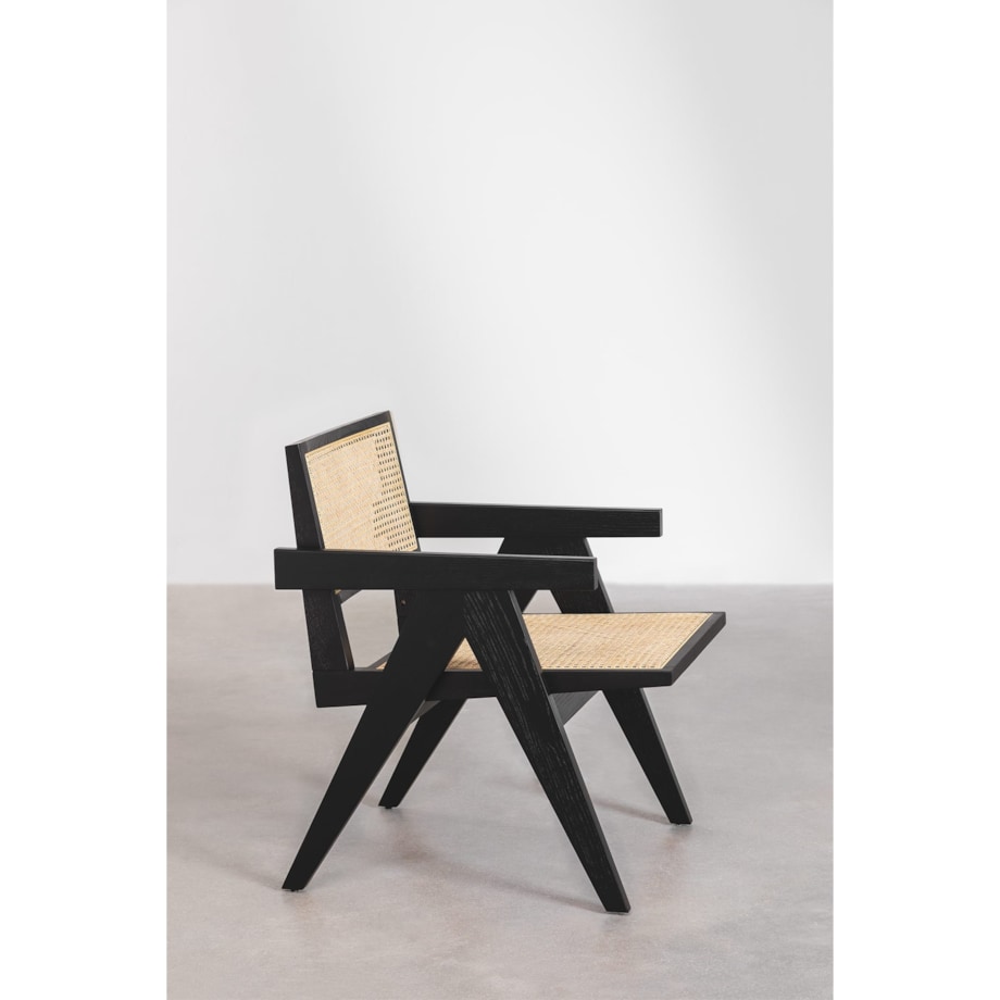 Fotel drewniany z plecionką wiedeńską Kiemer czarny