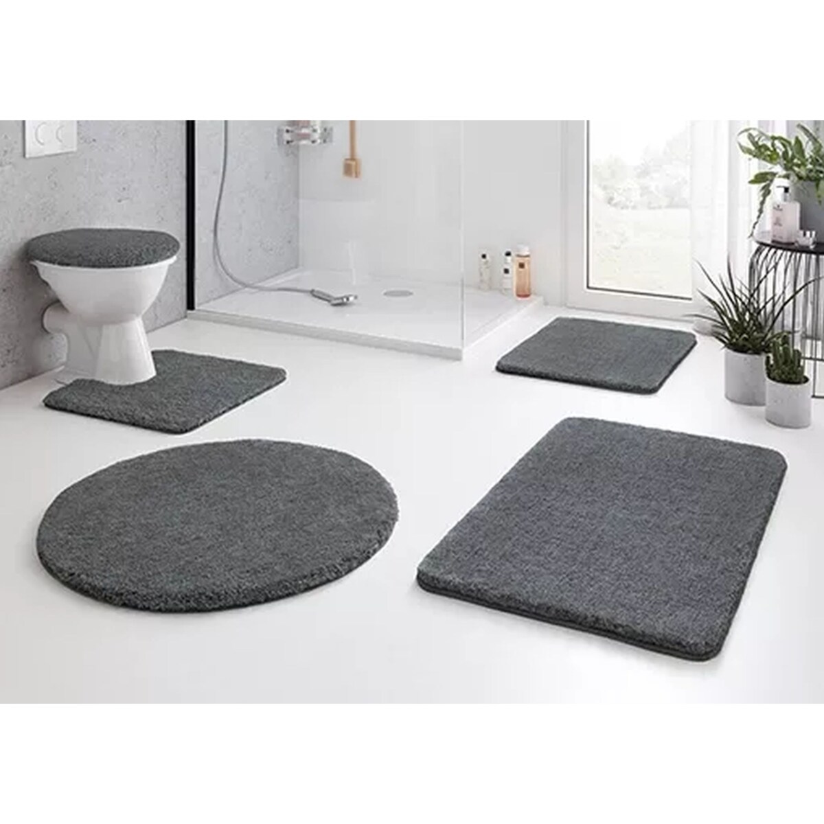 Kleine Wolke Relax Dywanik łazienkowy szary 100 cm okrągły