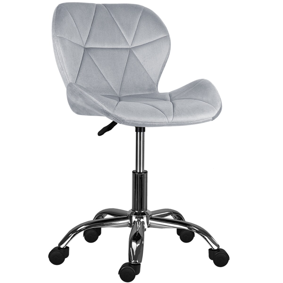 Krzesło biurowe fotel obrotowy welurowy szary pikowany