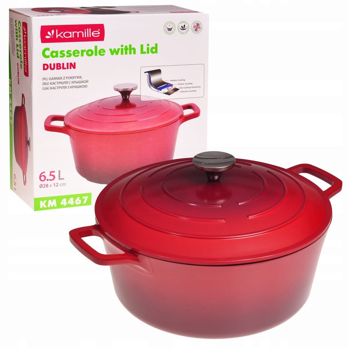 Garnek brytfanna kociołek z powłoką marmurową 6.5L KAMILLE