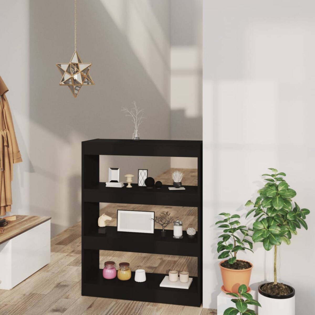 vidaXL Regał na książki/przegroda, czarny, 80x30x103 cm