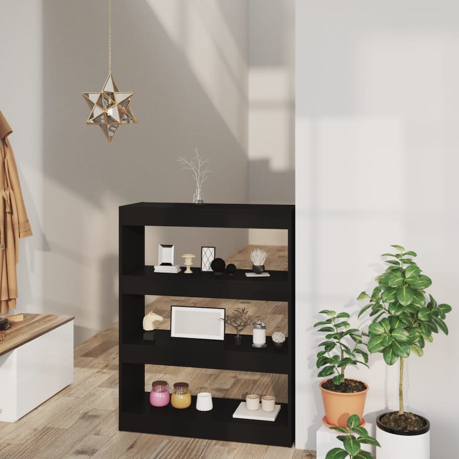 vidaXL Regał na książki/przegroda, czarny, 80x30x103 cm