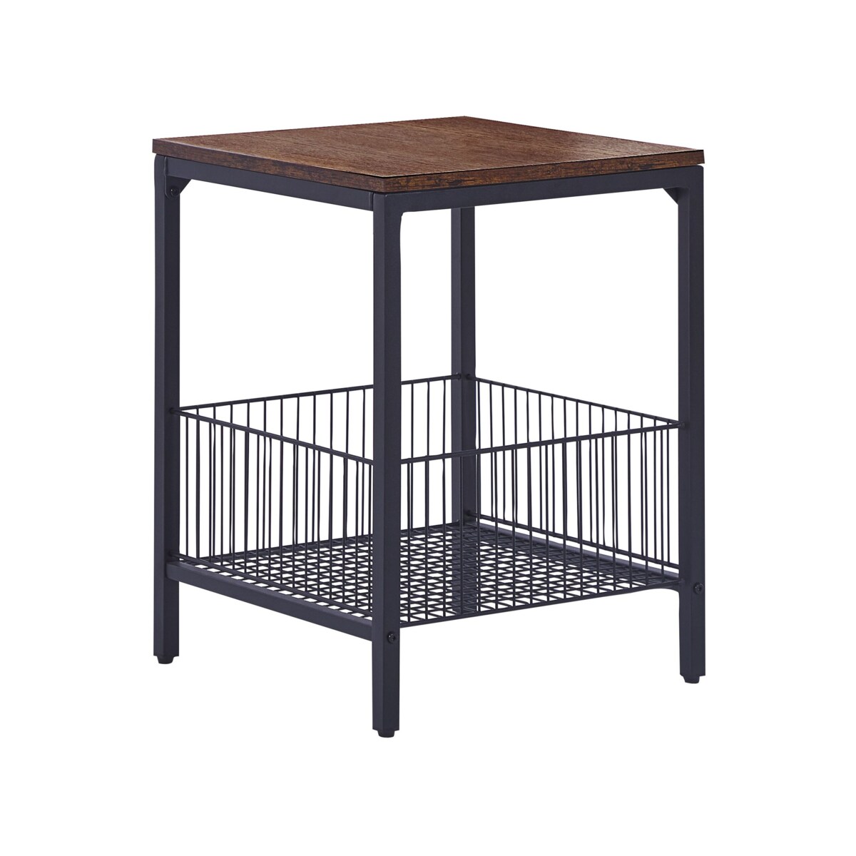 Stolik pomocniczy ciemne drewno z czarnym KENNER