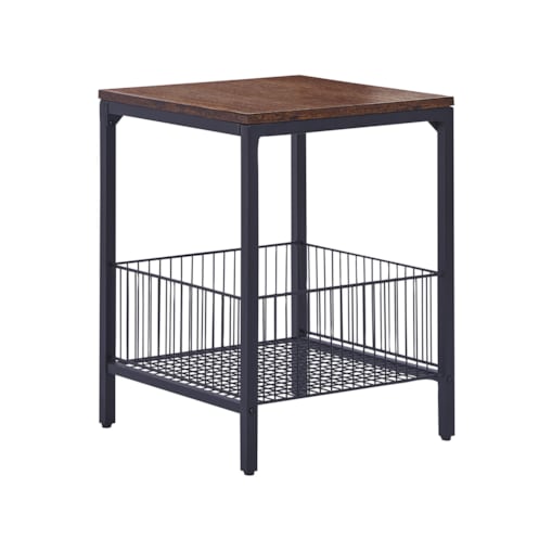 Stolik pomocniczy ciemne drewno z czarnym KENNER
