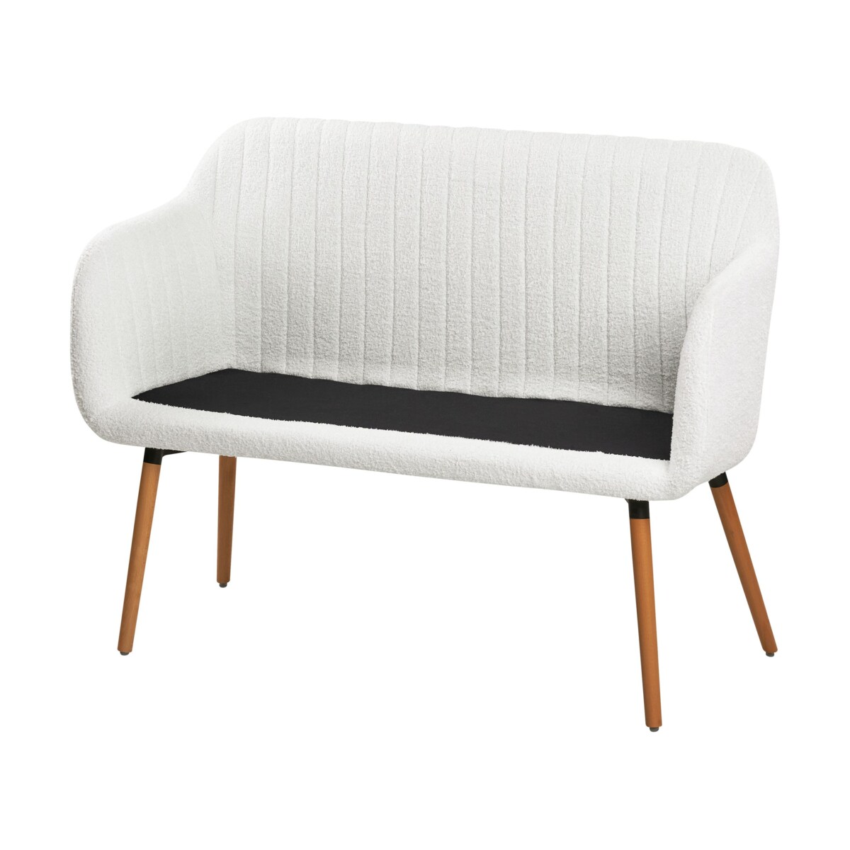 Ławka tapicerowana 2-osobowa boucle złamana biel TABY