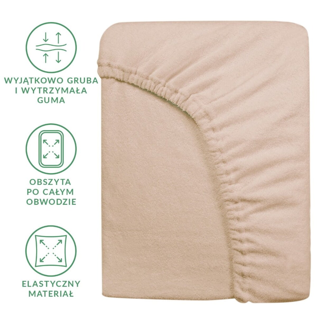 Prześcieradło z bawełny frotte z gumką 160x200 kolor beż