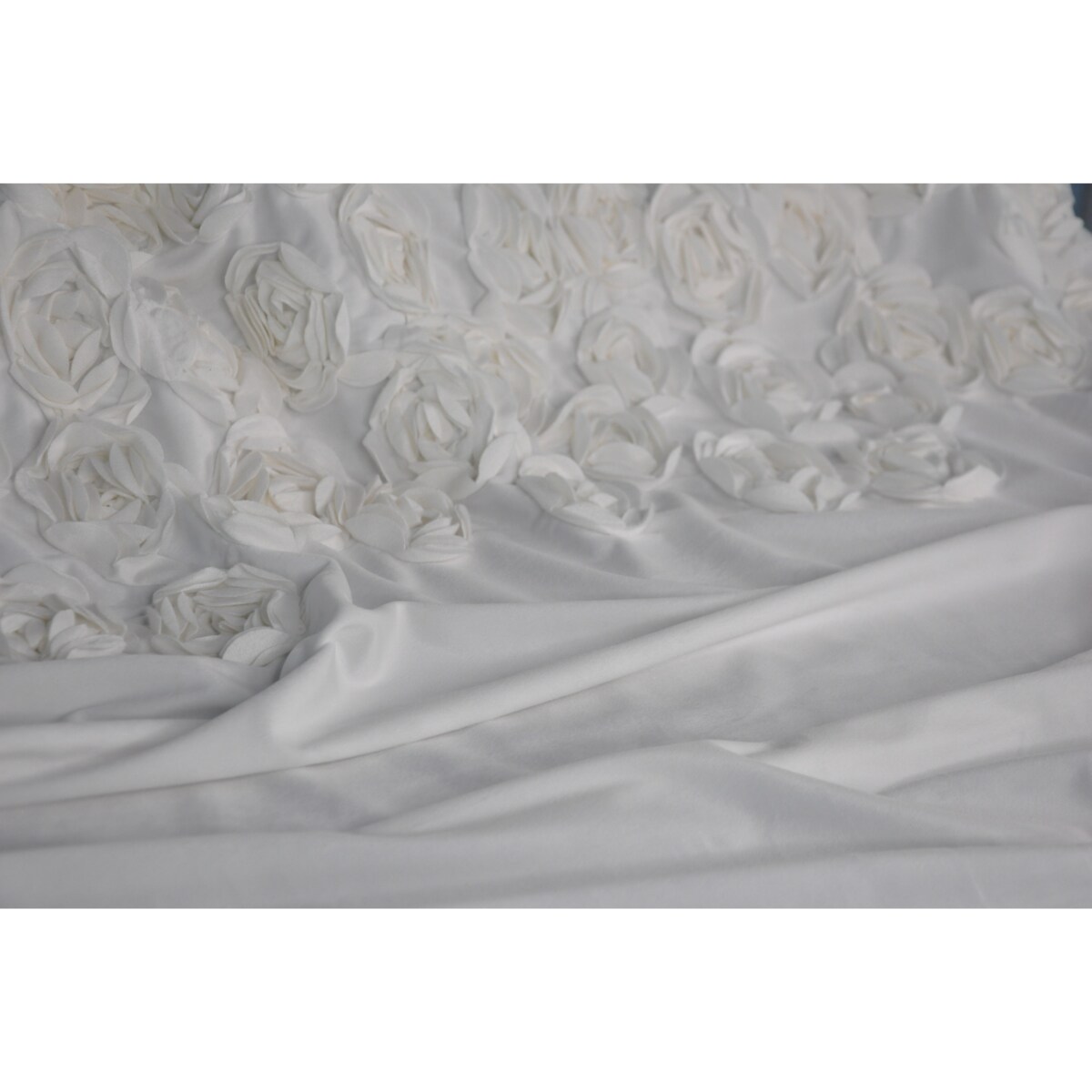 zasłona welurowa "bella rosa" z wyszywanymi różami | taśma | biały