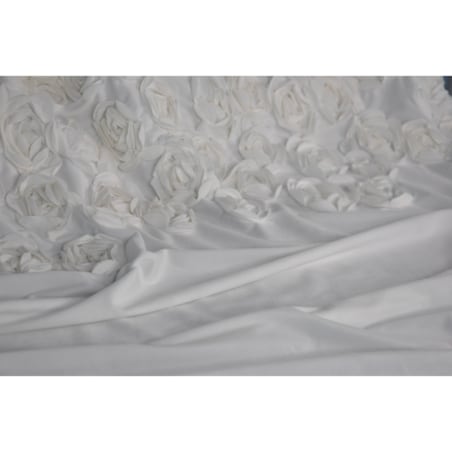 zasłona welurowa "bella rosa" z wyszywanymi różami | taśma | biały