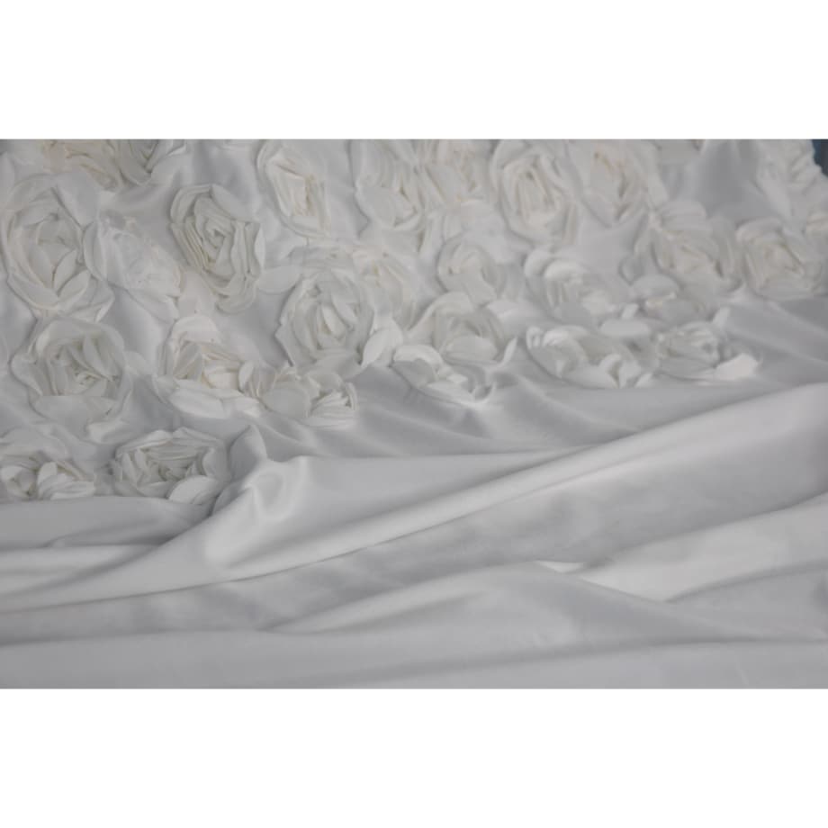 zasłona welurowa "bella rosa" z wyszywanymi różami | taśma | biały