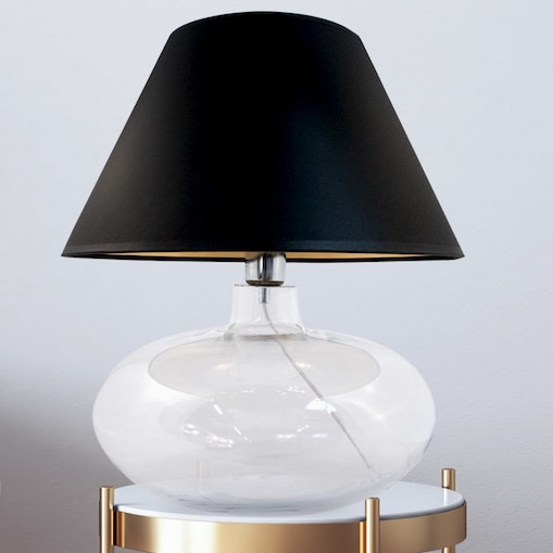 Stojąca LAMPKA szklana ADANA 5520BKGO Zumaline abażurowa LAMPA stołowa czarna przezroczysta