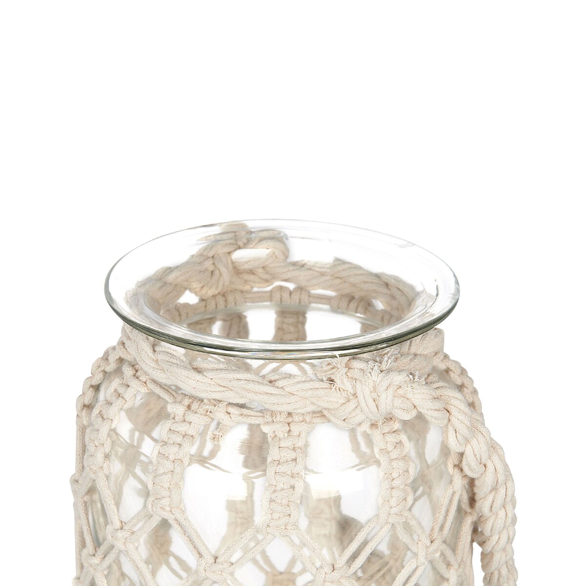 Lampion szklany makrama 28 cm biały JALEBI