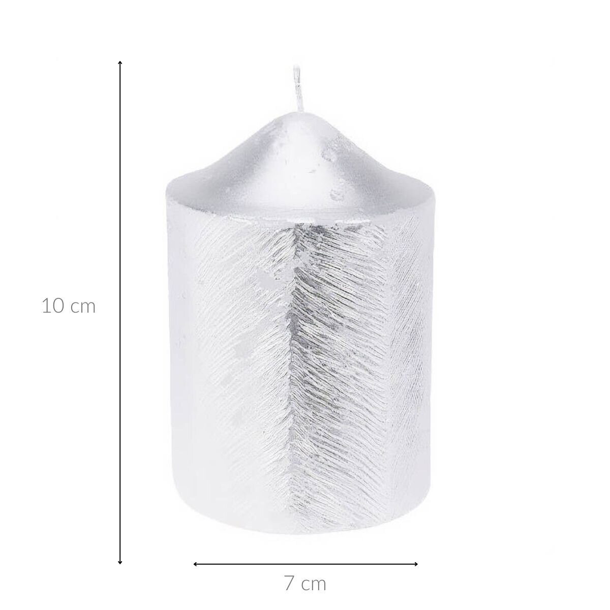 Świeca ozdobna z metalicznym wzorem, 7 x 10 cm