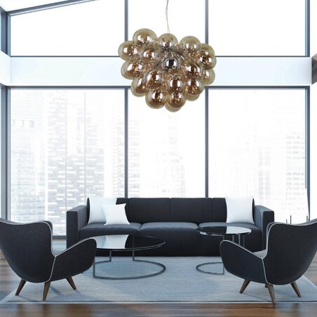 Modernistyczna LAMPA wisząca BENTO PND-7273-S-8-CGN Italux szklana OPRAWA dekoracyjny ZWIS bubbles bańki koniak