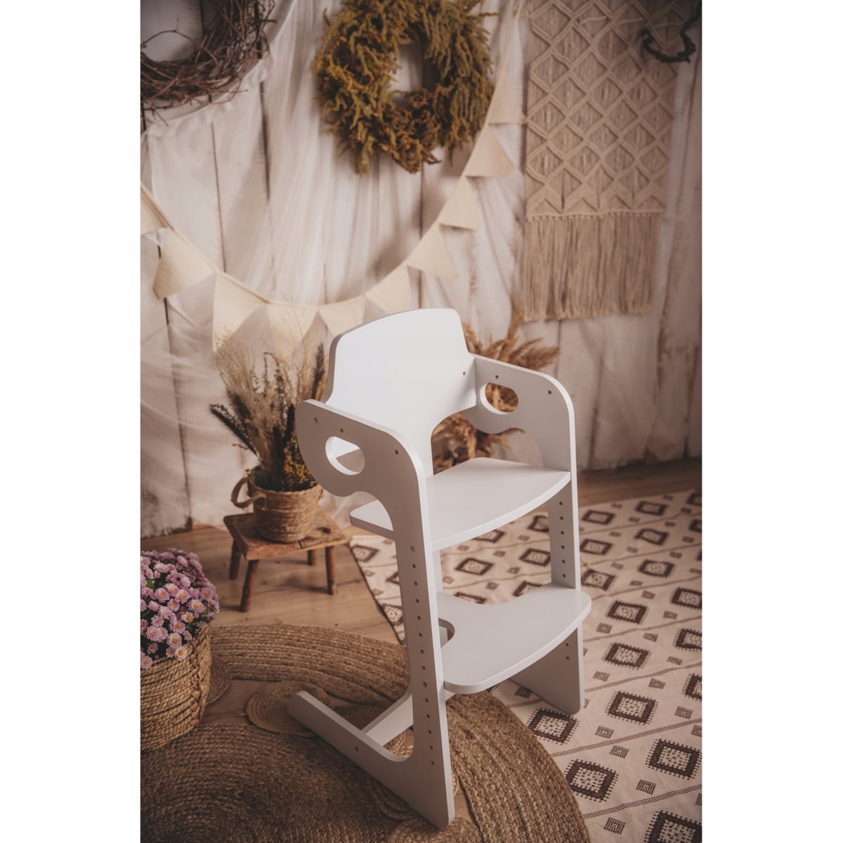 Krzesełko do karmienia DREWNIANE 3w1 REGULOWANE CERTYFIKOWANE