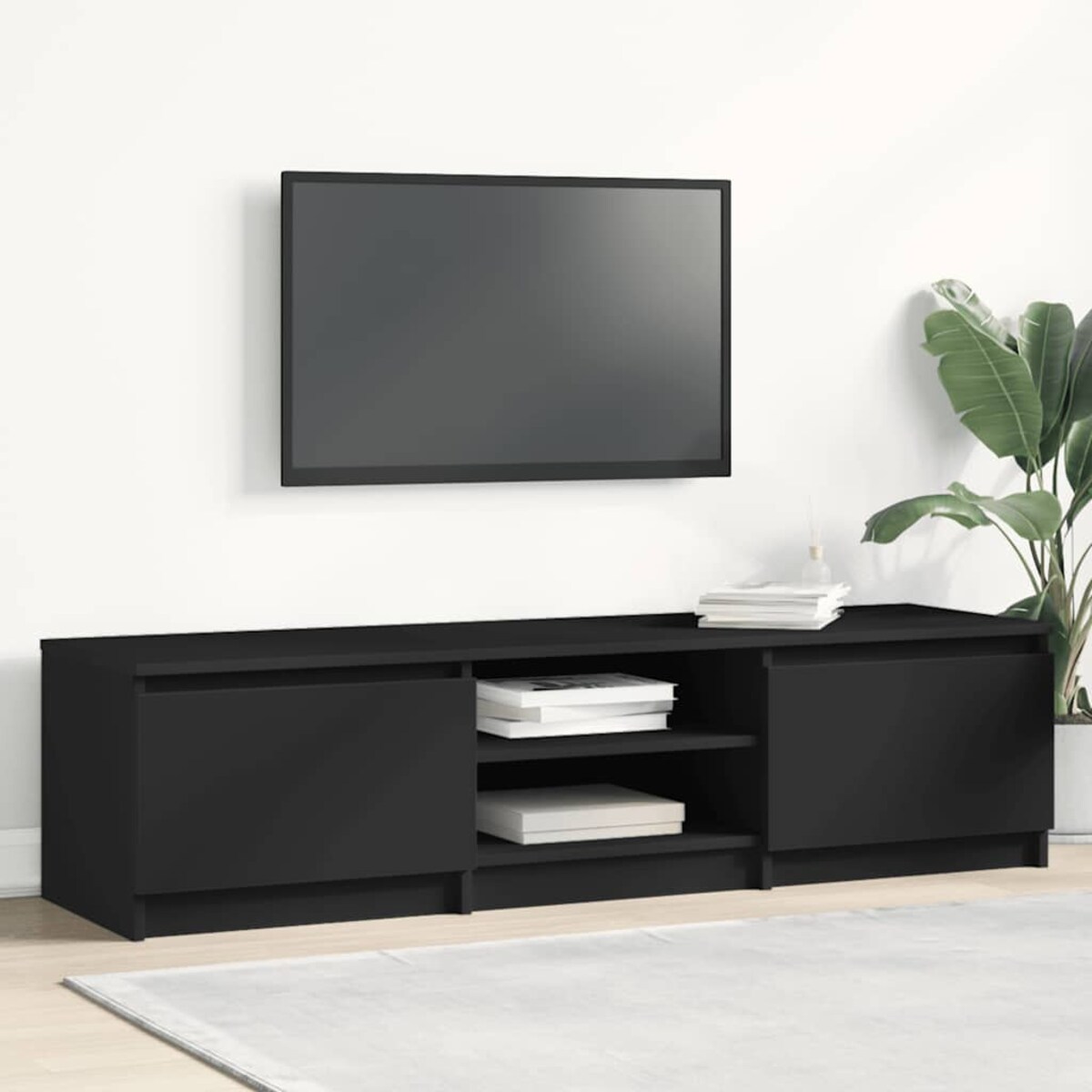 vidaXL Szafka pod TV, czarna, 140x40x35,5 cm, materiał drewnopochodny
