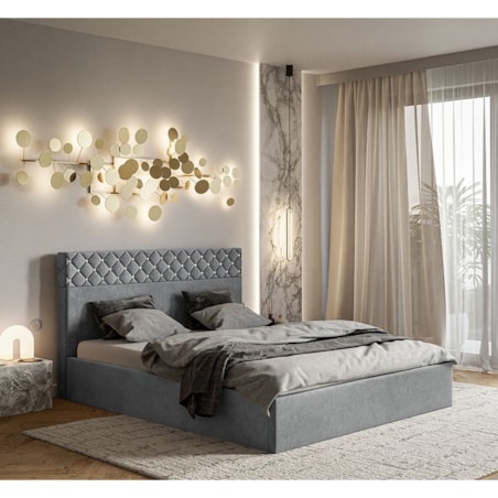 Łóżko tapicerowane 120x200 OLDO 4 z pojemnikiem na pościel-szare