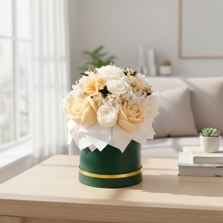 Świeca sojowa ZAPACHOWA bukiet FLOWERBOX handmade prezent CANDELA ENCANTADA