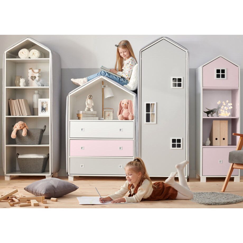 KONSIMO MIRUM Zestaw mebli w kształcie domku dla dziewczynki składający się z 6 elementów